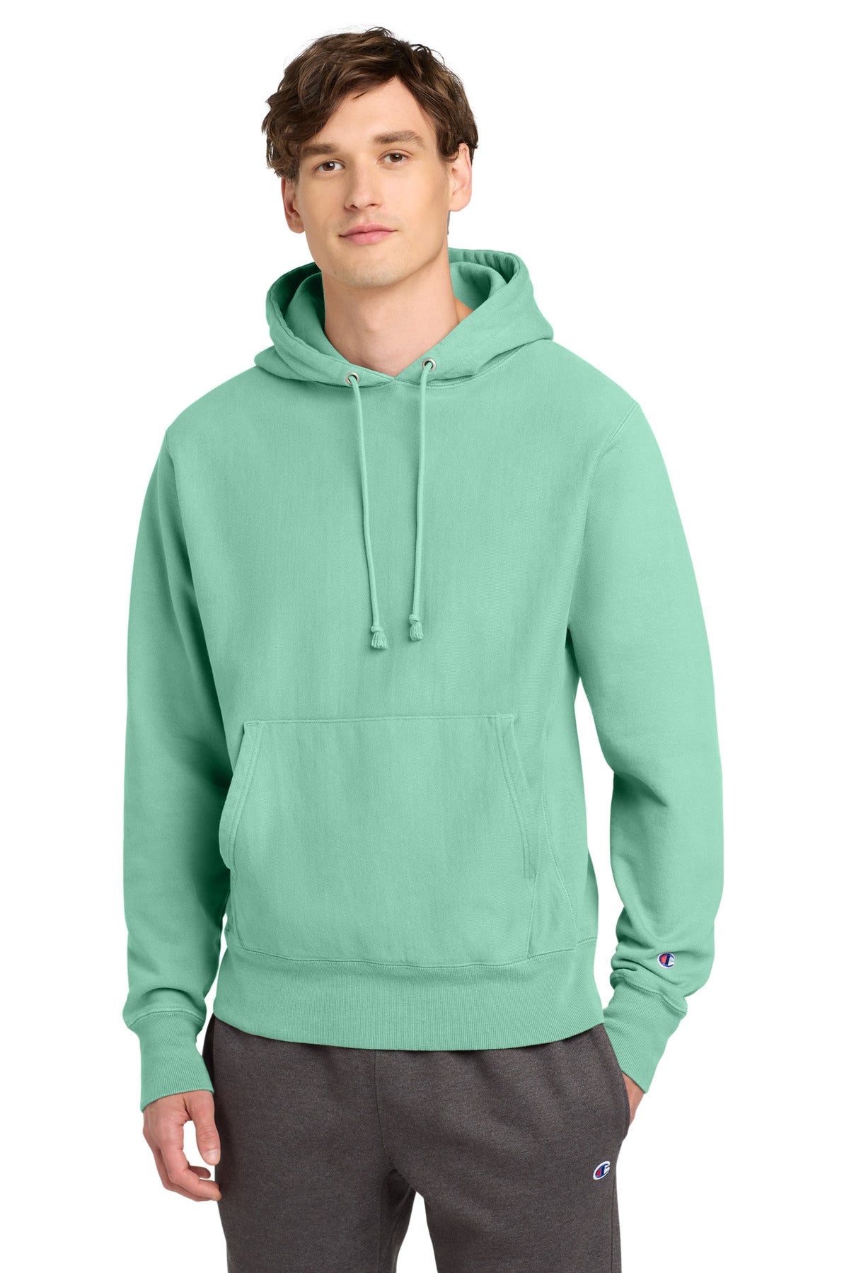 Champion  Reverse Weave  Garment-Dyed Hooded Sweatshirt. GDS101 - Pale Seafoam