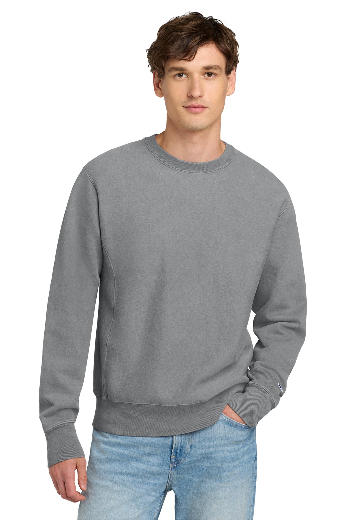 Champion  Reverse Weave  Garment-Dyed Crewneck Sweatshirt. GDS149 - Concrete