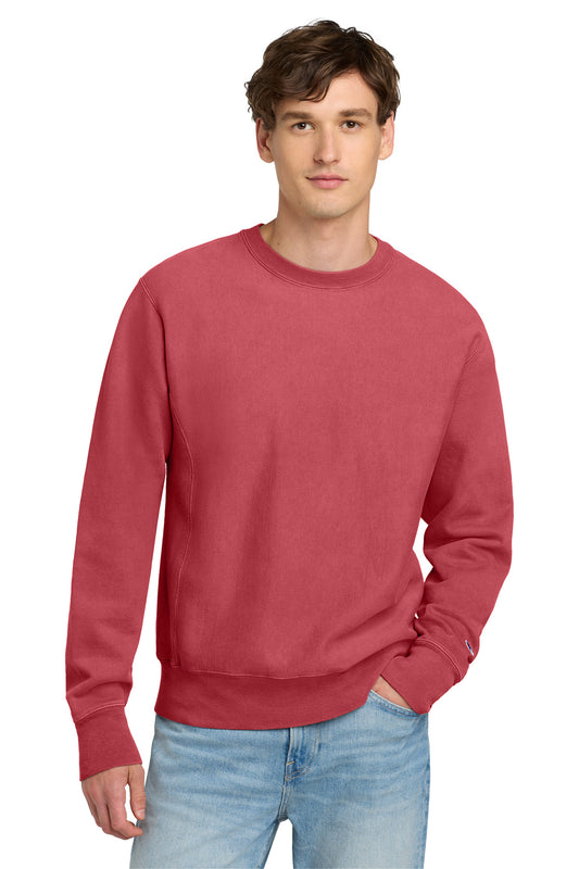 Champion  Reverse Weave  Garment-Dyed Crewneck Sweatshirt. GDS149 - Crimson