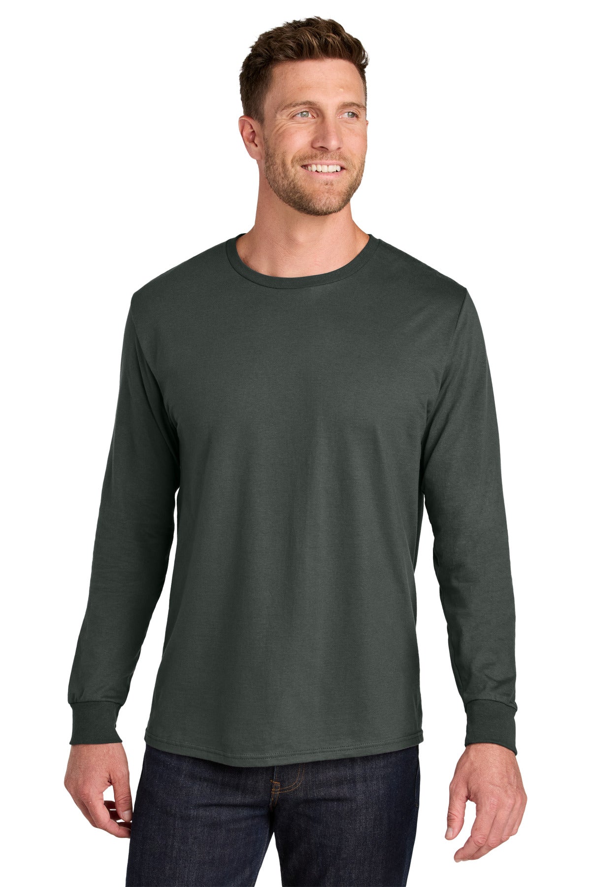 Jerzees Ultimate Unisex Ring Spun Long Sleeve T-Shirt IC46L - Charcoal Grey