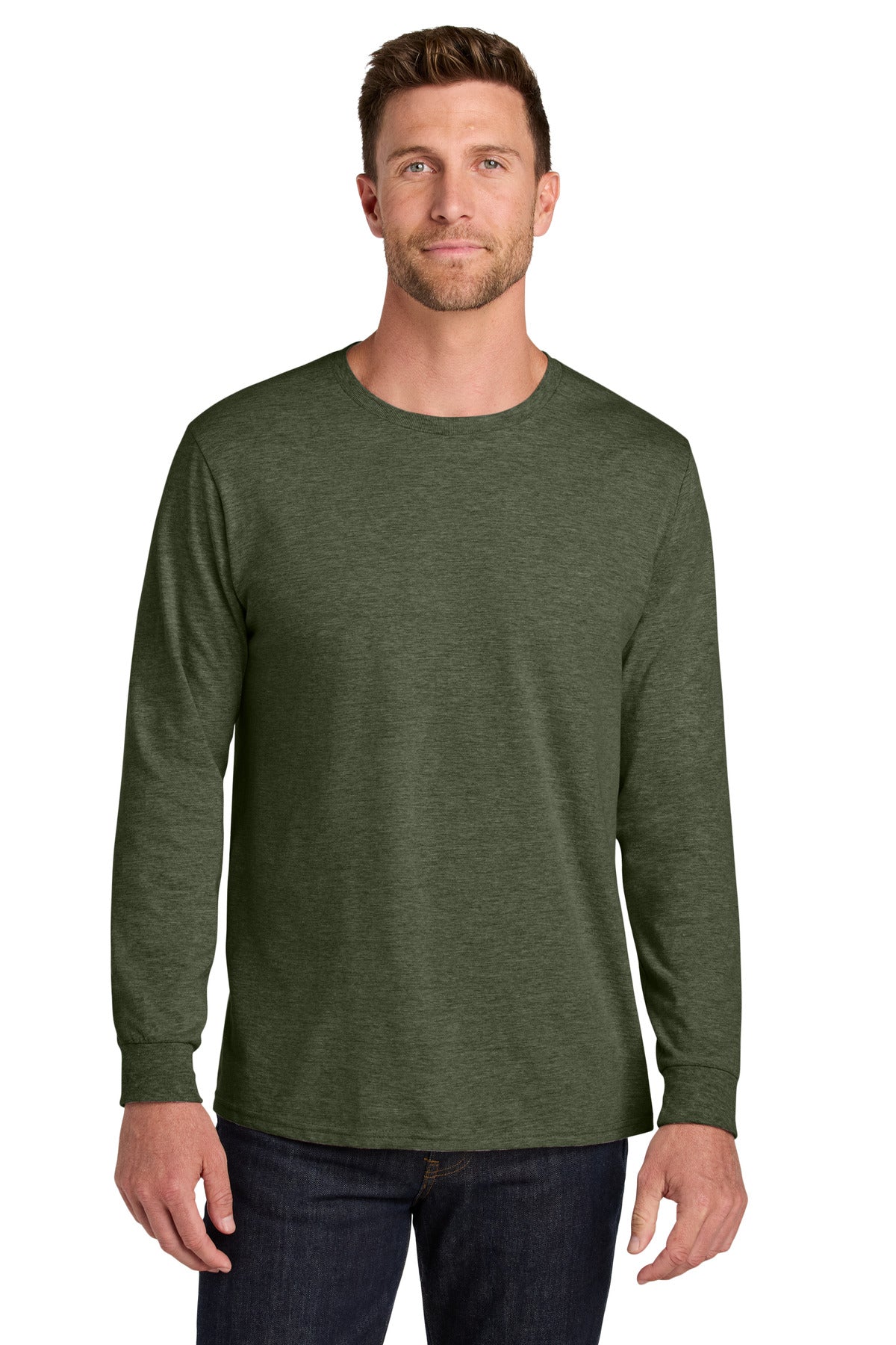 Jerzees Ultimate Unisex Ring Spun Long Sleeve T-Shirt IC46L - Military Green Heather