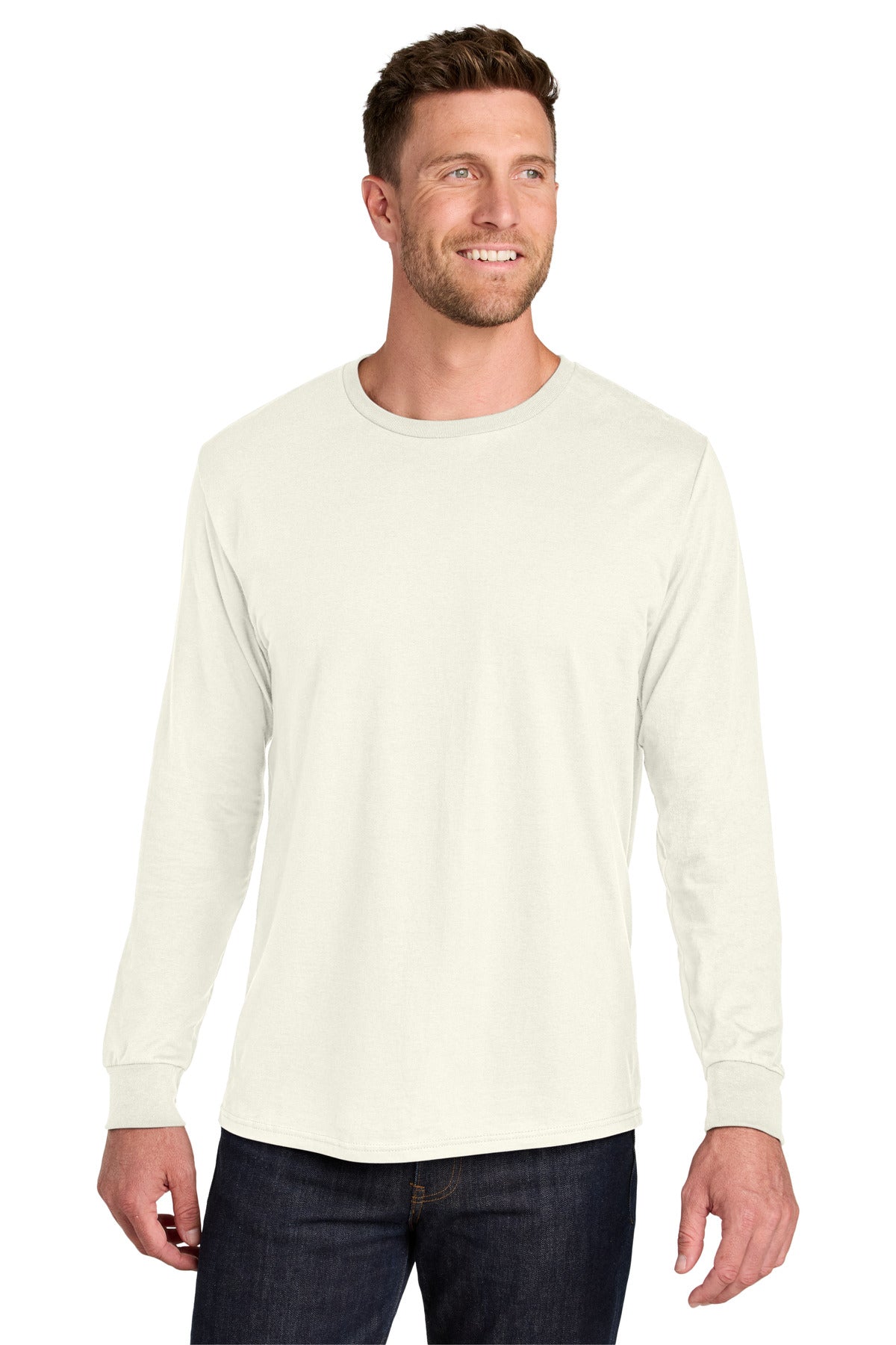 Jerzees Ultimate Unisex Ring Spun Long Sleeve T-Shirt IC46L - Sweet Cream Heather