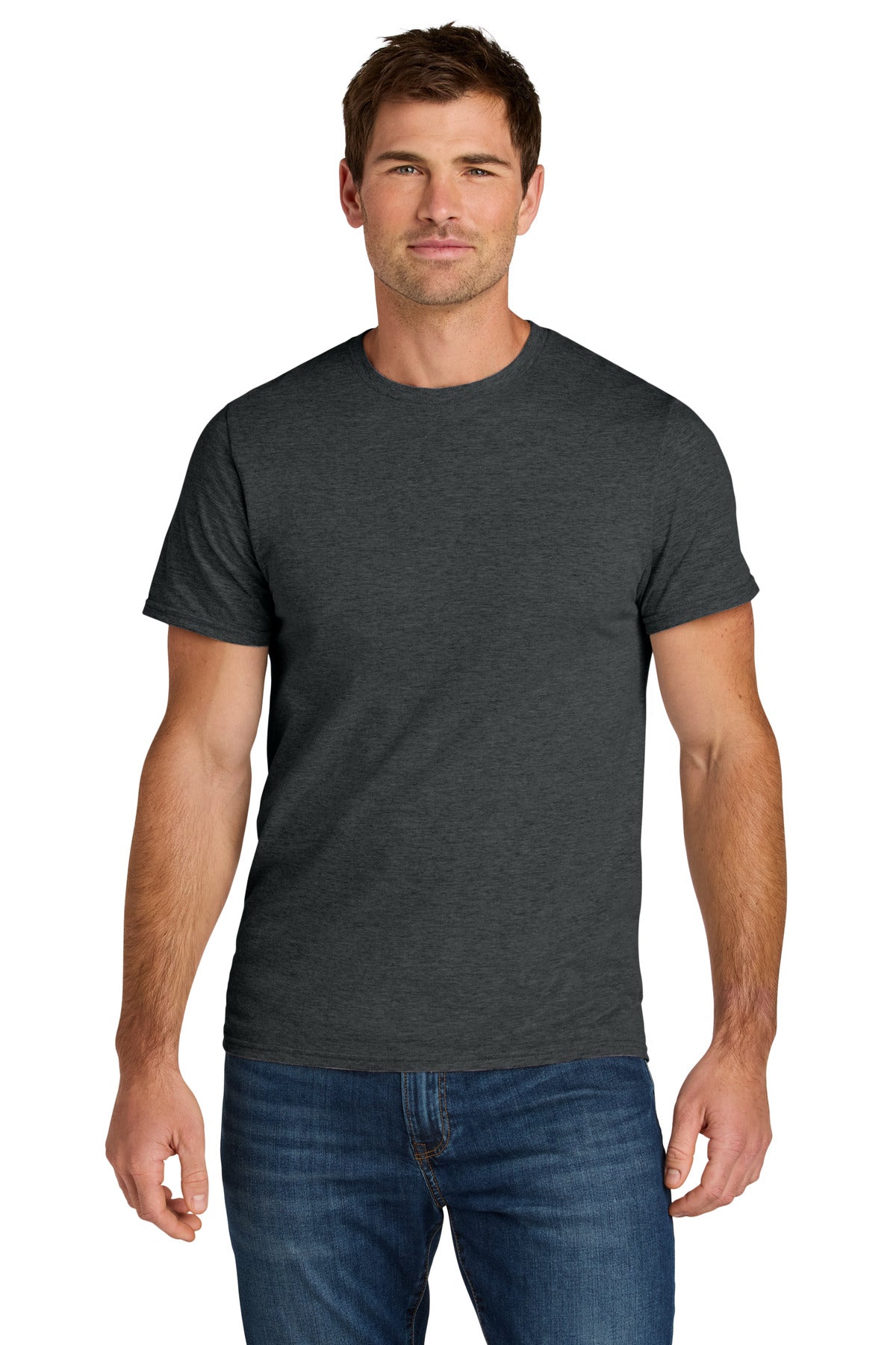 Jerzees Ultimate Unisex Ring Spun T-Shirt IC46M - Black Ink Heather