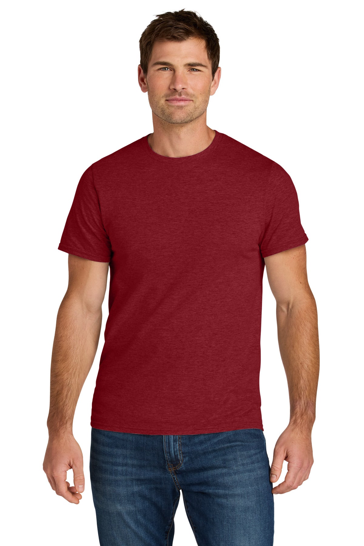 Jerzees Ultimate Unisex Ring Spun T-Shirt IC46M - Peppered Red Heather