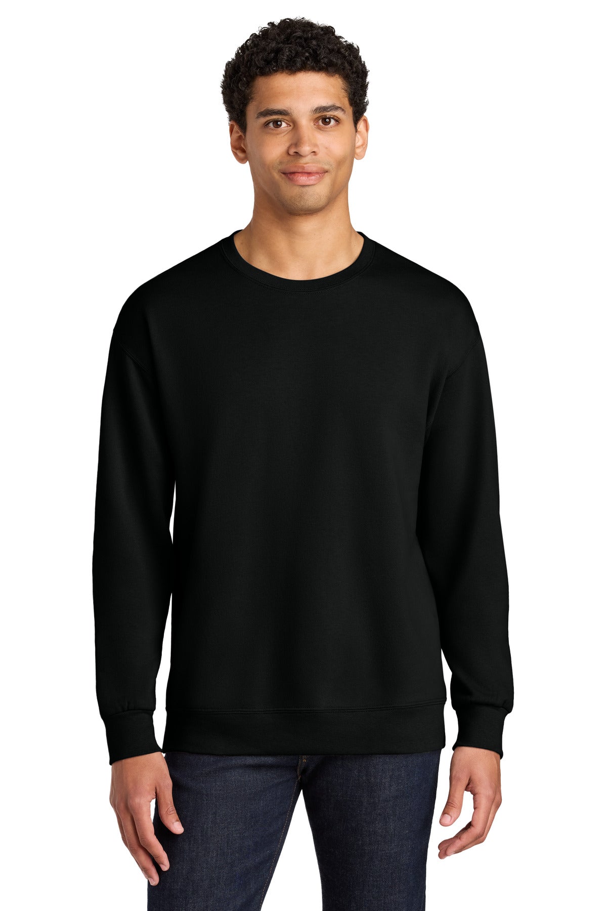 Jerzees Ultimate Unisex CVC Ring Spun Crewneck Sweatshirt IC48M - Black Ink