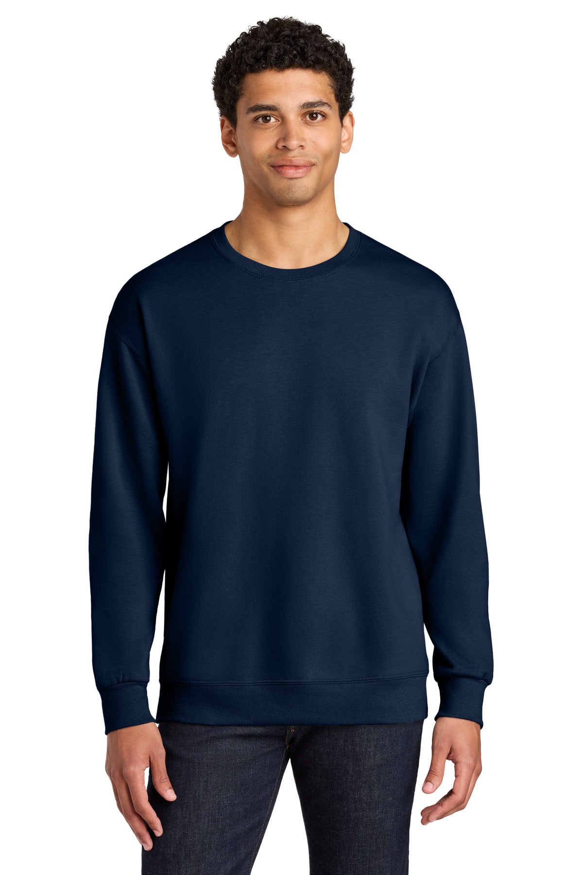 Jerzees Ultimate Unisex CVC Ring Spun Crewneck Sweatshirt IC48M - J. Navy
