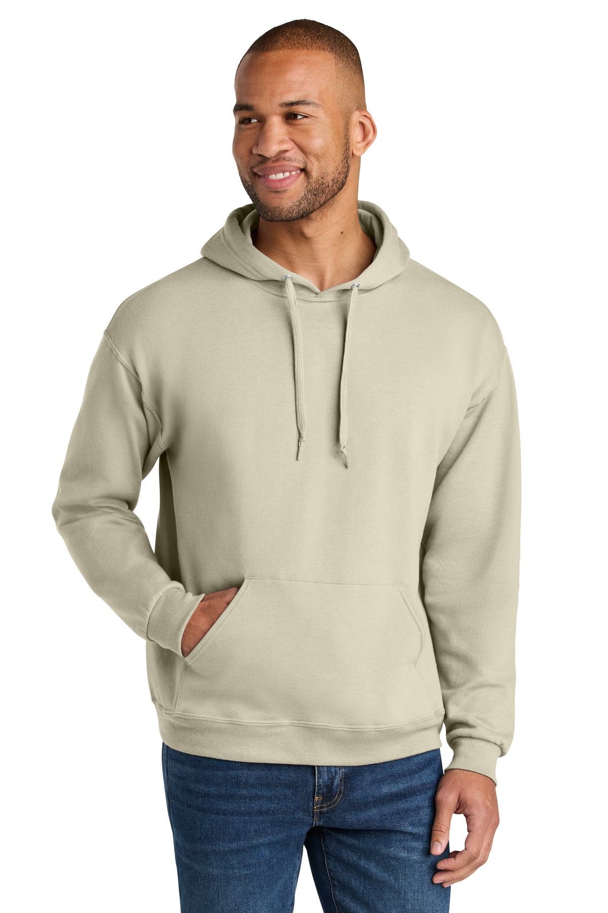 Jerzees Ultimate Unisex CVC Ring Spun Hooded Sweatshirt IC49M - Putty
