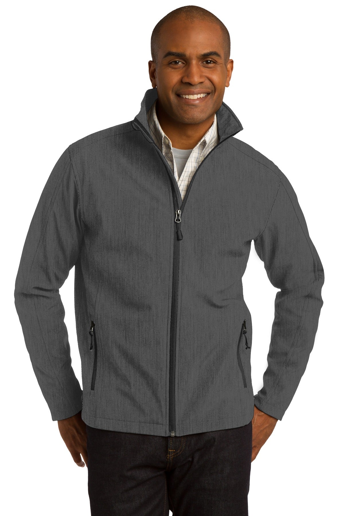 Port Authority Core Soft Shell Jacket. J317 - Black Charcoal Heather