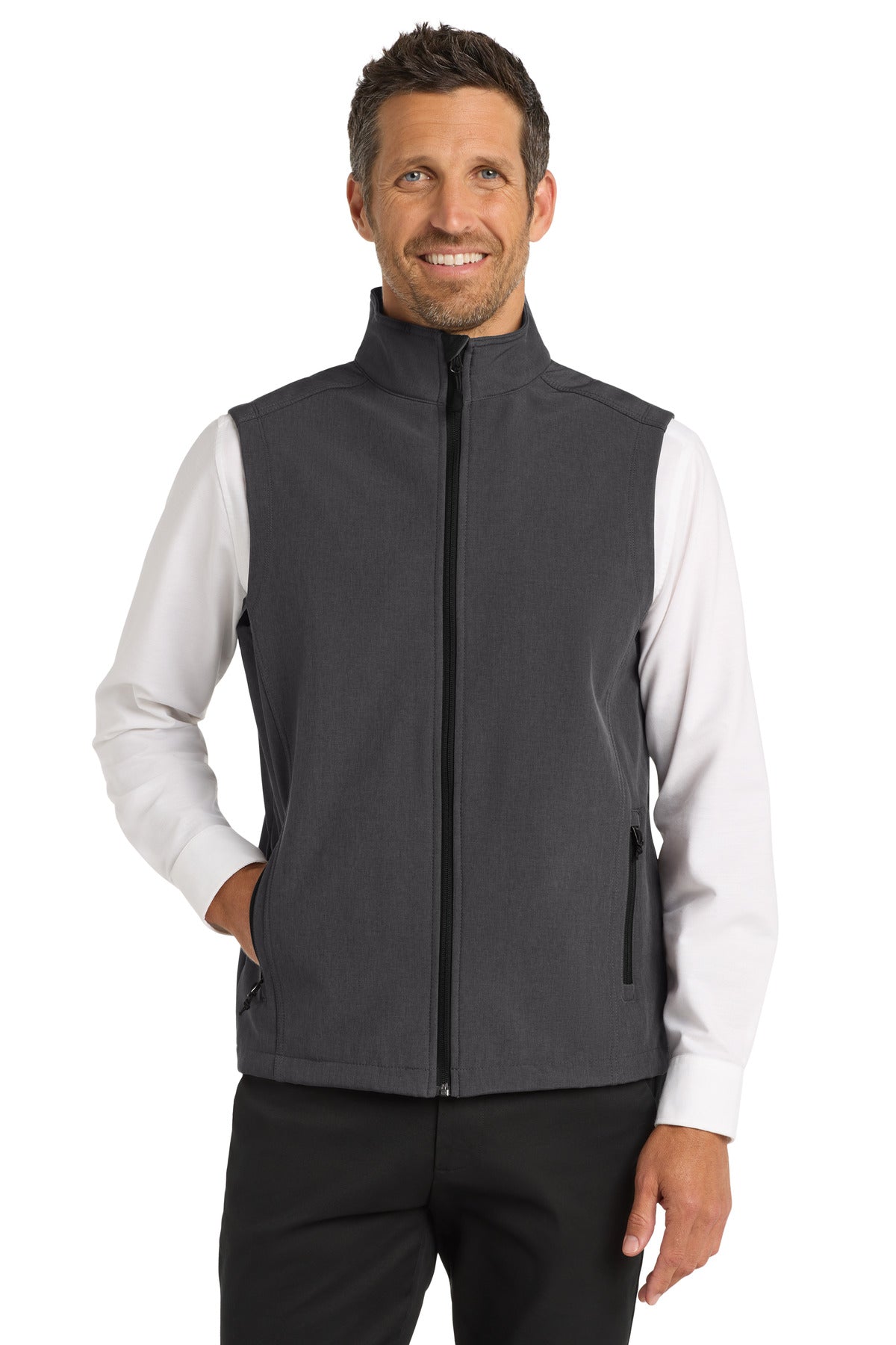 Port Authority Core Soft Shell Vest. J325 - Black Charcoal Heather