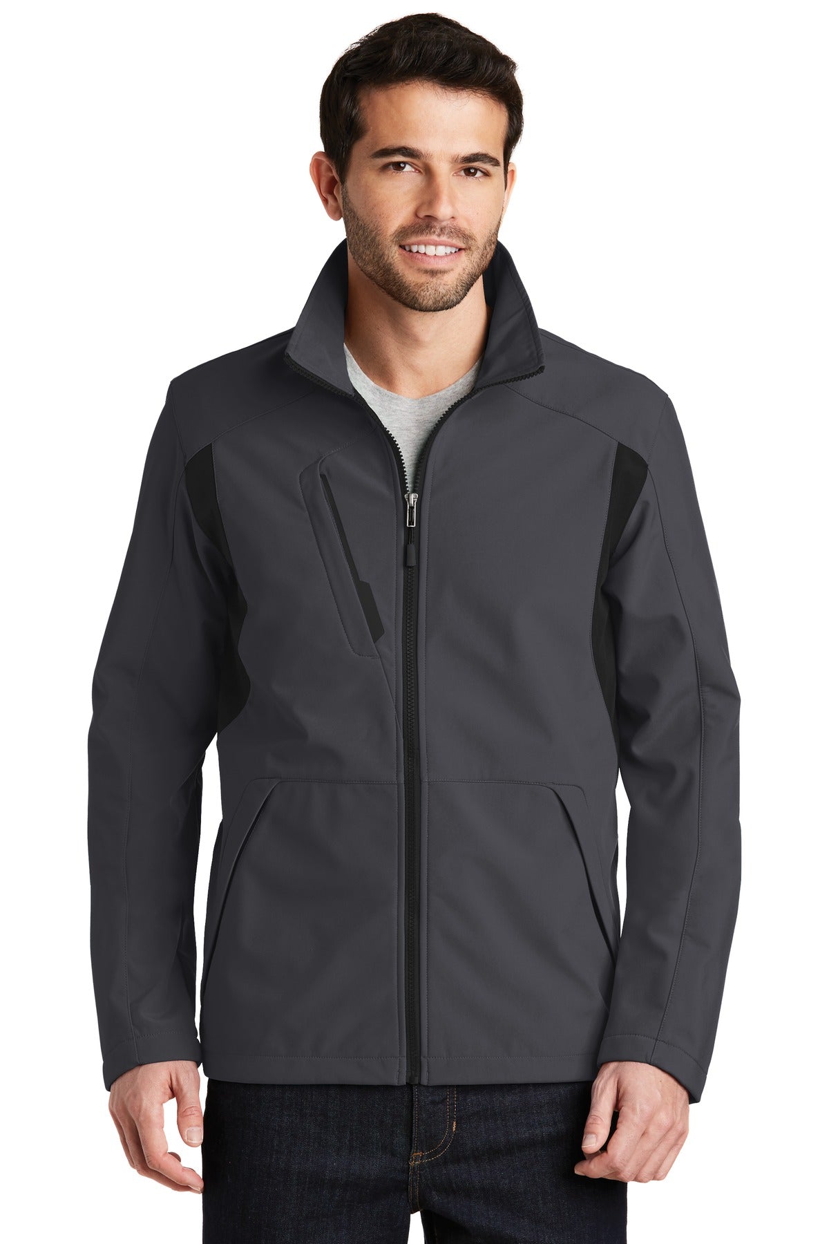 Port Authority Back-Block Soft Shell Jacket. J336 - Battleship Grey/ Black