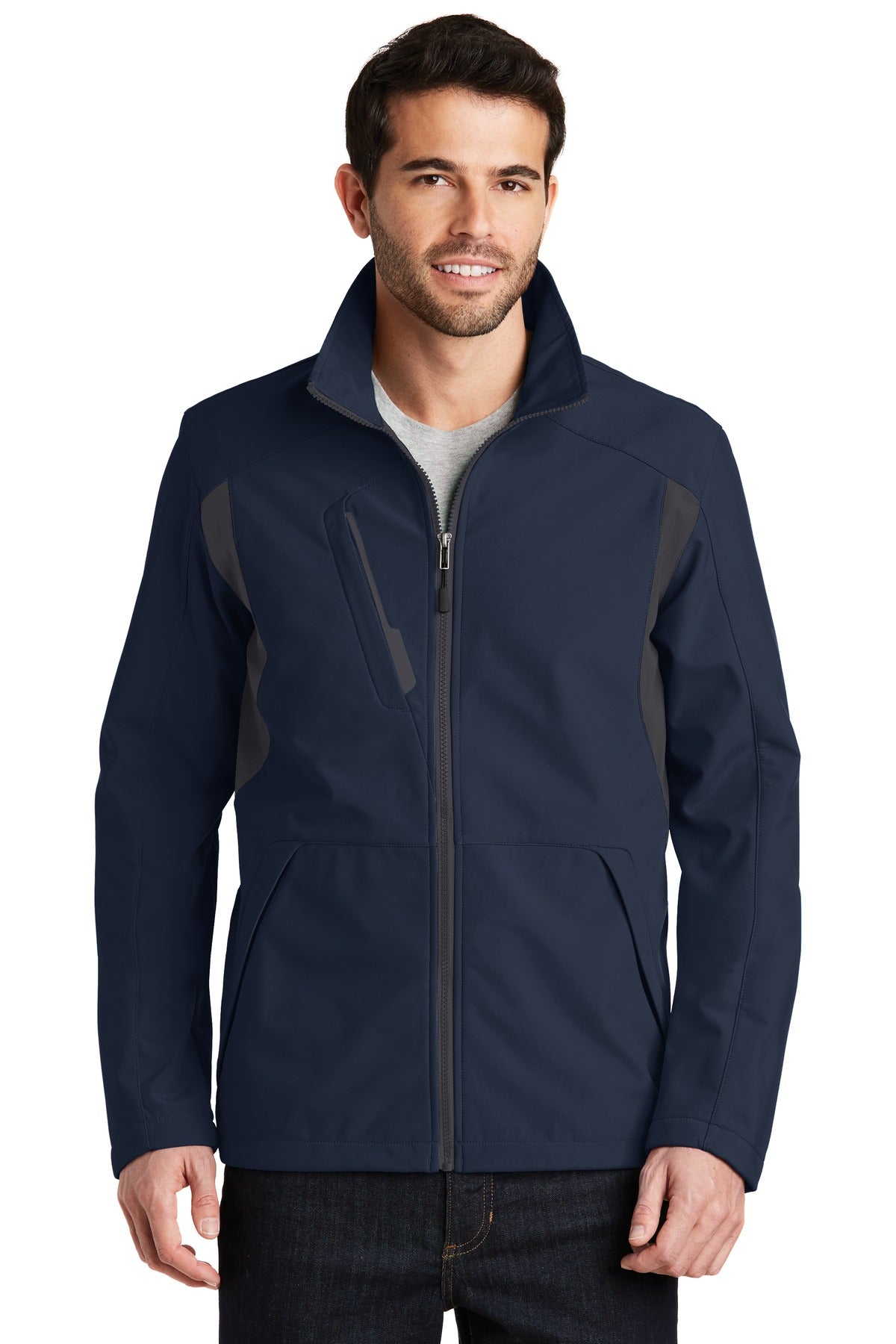 Port Authority Back-Block Soft Shell Jacket. J336 - Dress Blue Navy/ Battleship Grey