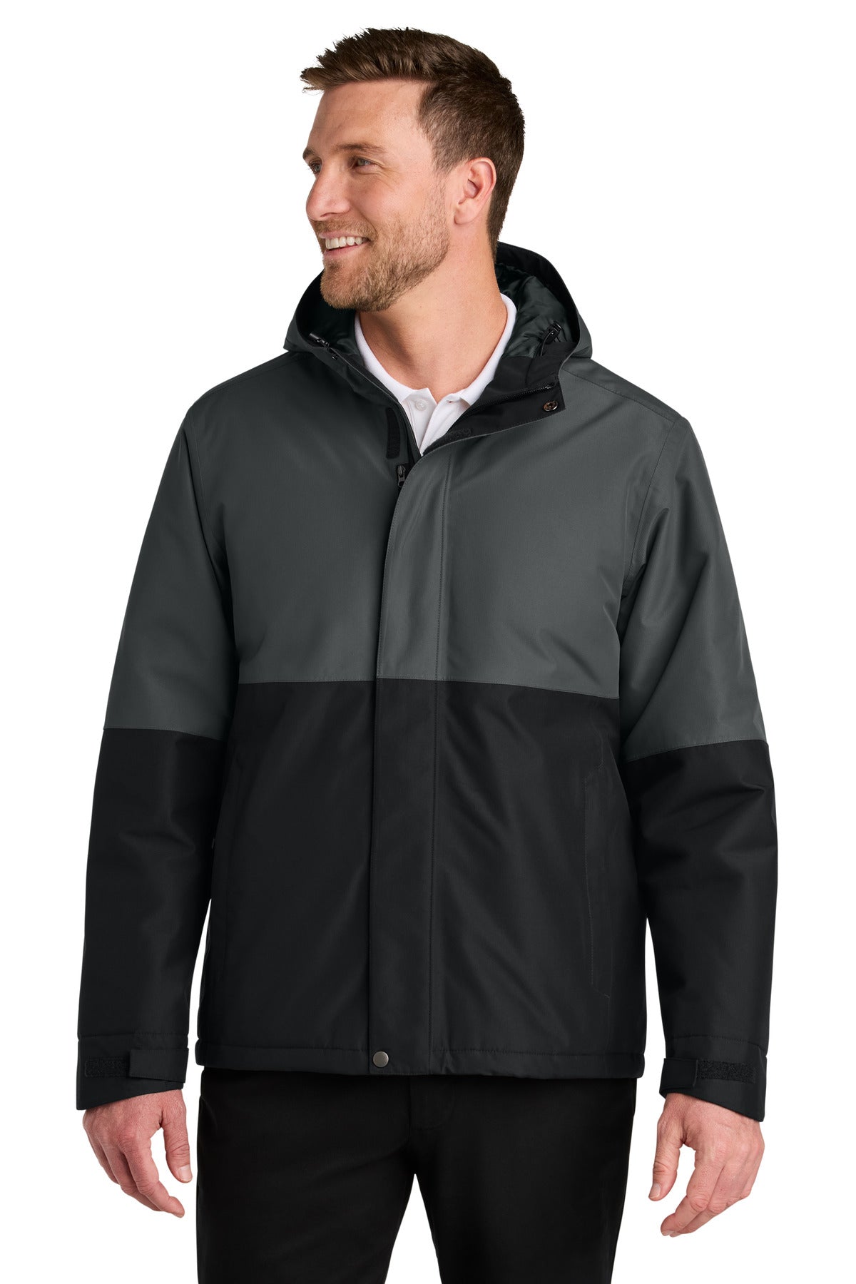 Port Authority Insulated Heavy Ripstop Jacket J721 - Grey Steel/ Deep Black