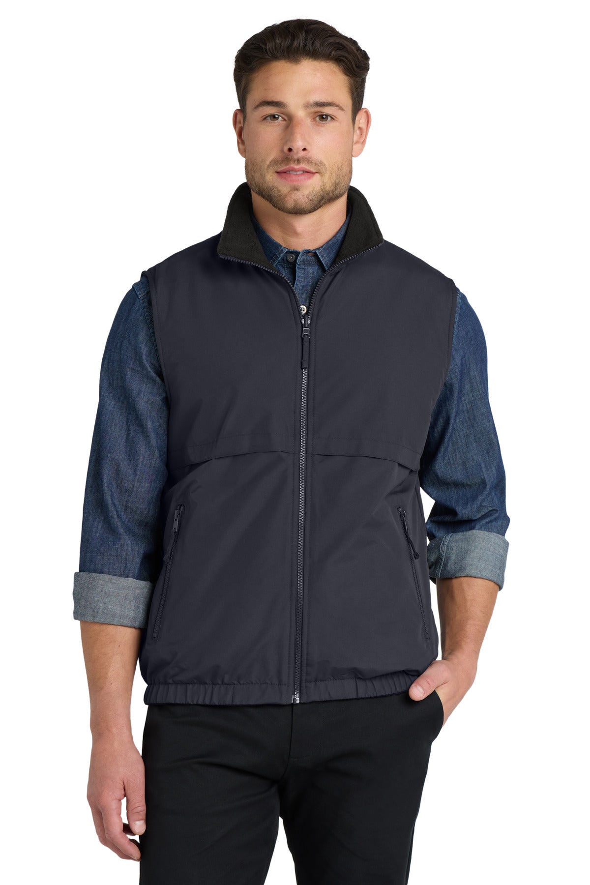 Port Authority Reversible Charger Vest. J7490 - Battleship Grey