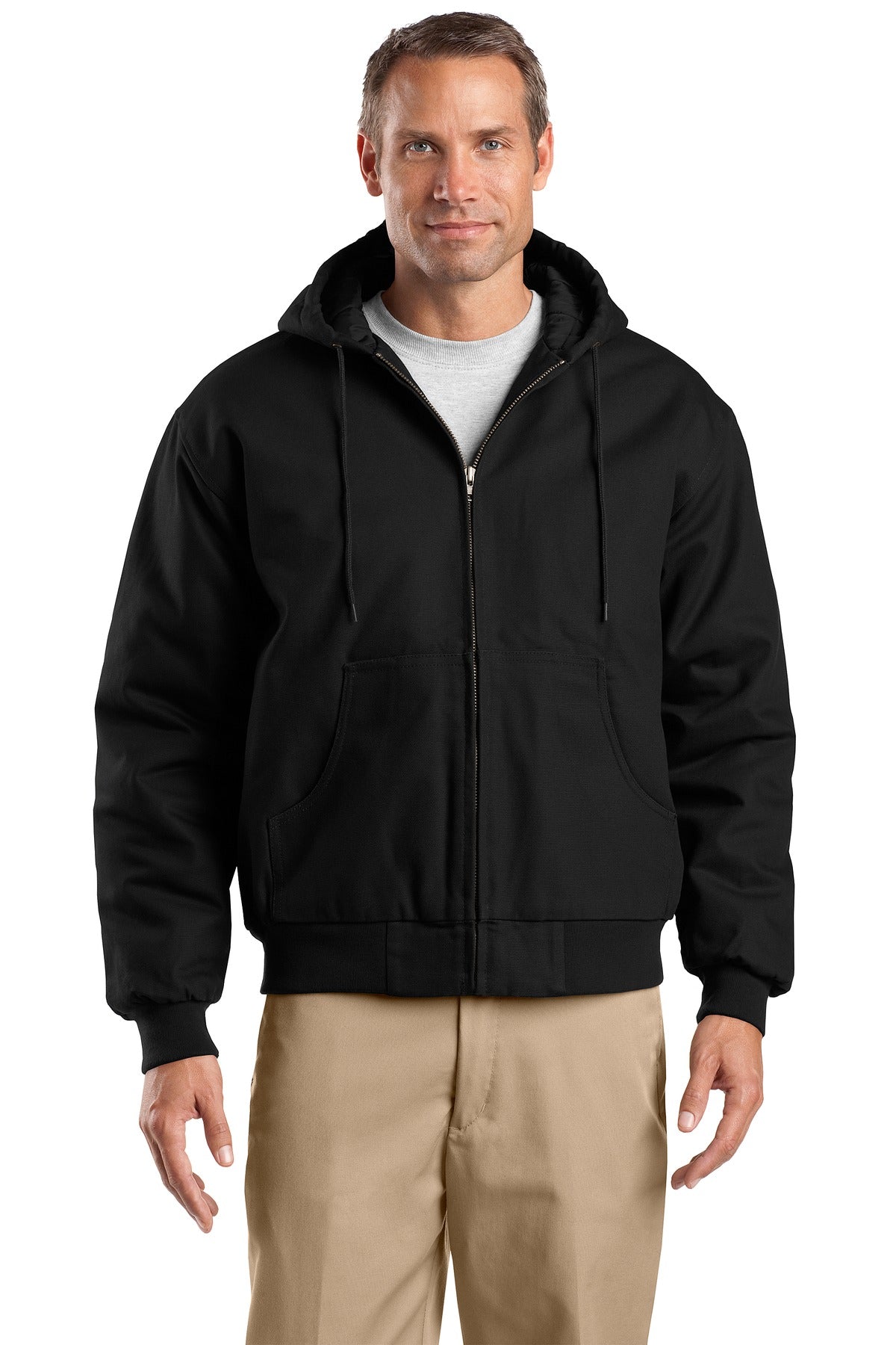 CornerStone Tall Duck Cloth Hooded Work Jacket. TLJ763H - Black