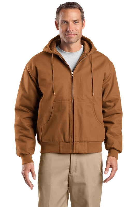 CornerStone Tall Duck Cloth Hooded Work Jacket. TLJ763H - Duck Brown