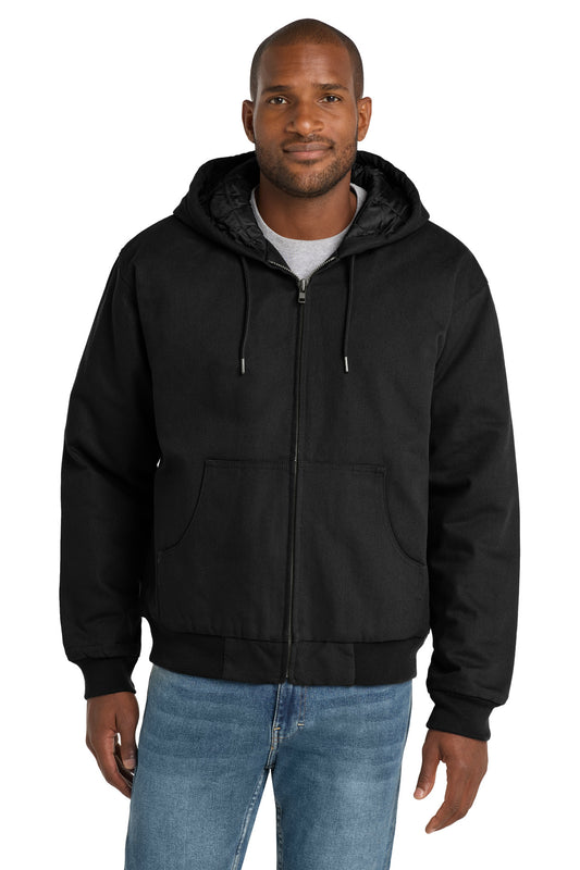 CornerStone - Duck Cloth Hooded Work Jacket.  J763H - Black
