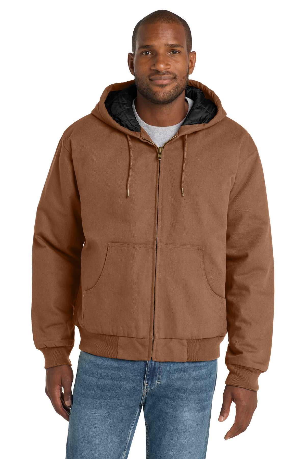 CornerStone - Duck Cloth Hooded Work Jacket.  J763H - Duck Brown