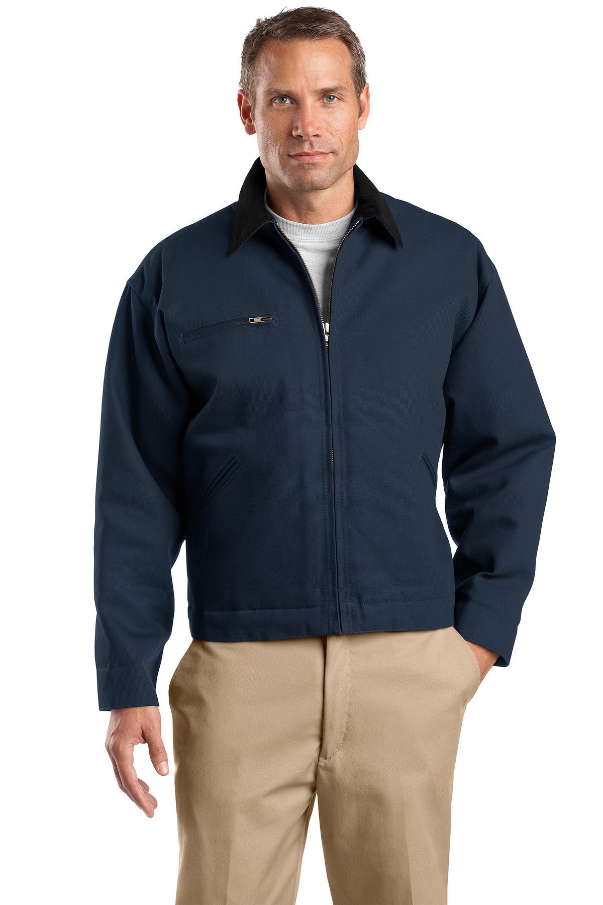 CornerStone Tall Duck Cloth Work Jacket. TLJ763 - Navy/ Black