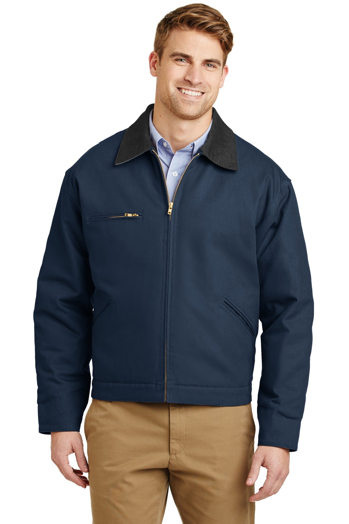 CornerStone - Duck Cloth Work Jacket.  J763 - Navy/ Black