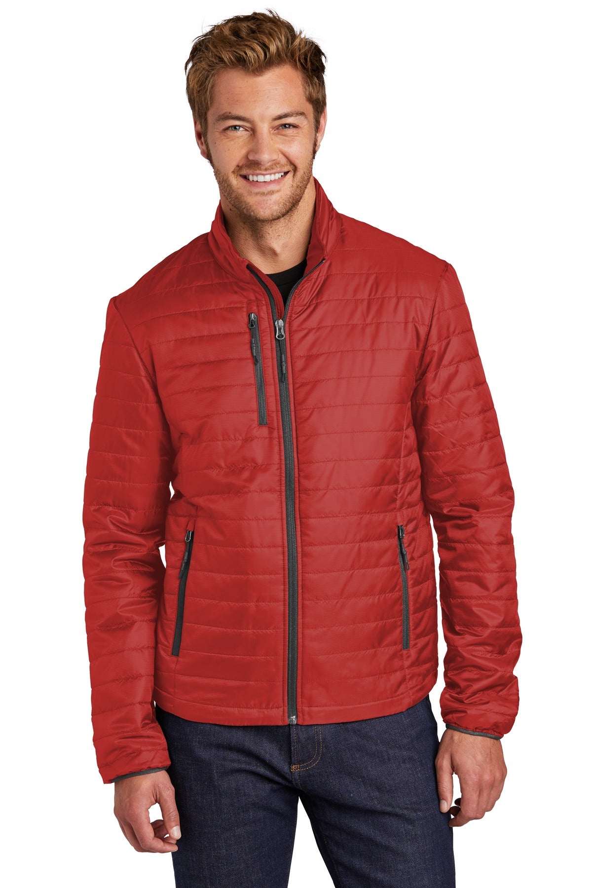 Port Authority  Packable Puffy Jacket J850 - Fire Red/ Graphite