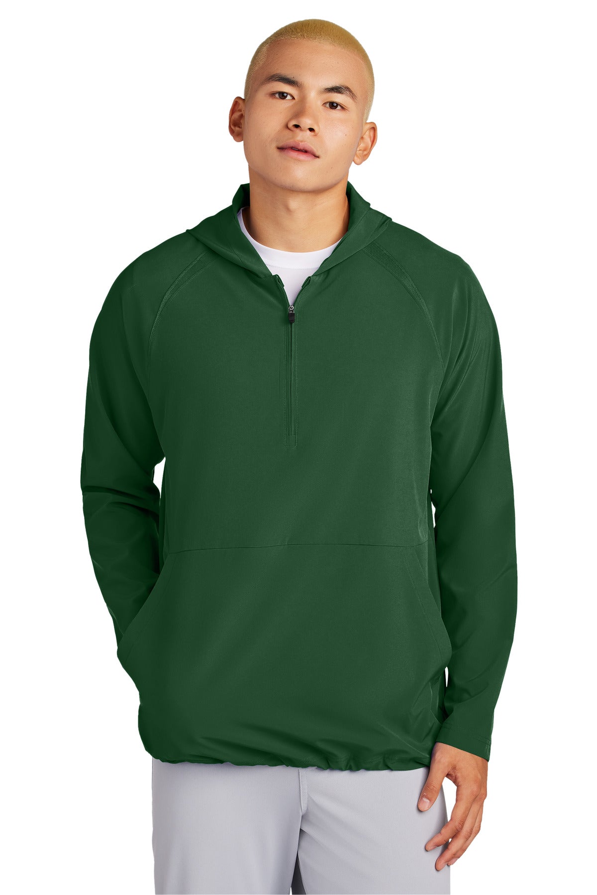 Sport-Tek Repeat 1/2-Zip Long Sleeve Hooded Jacket JST488 - Forest Green
