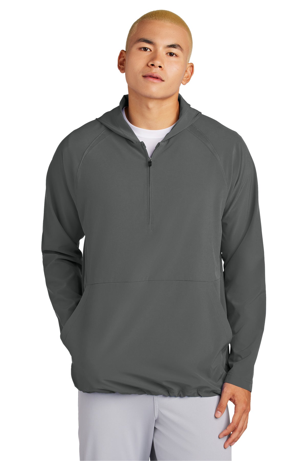 Sport-Tek Repeat 1/2-Zip Long Sleeve Hooded Jacket JST488 - Iron Grey