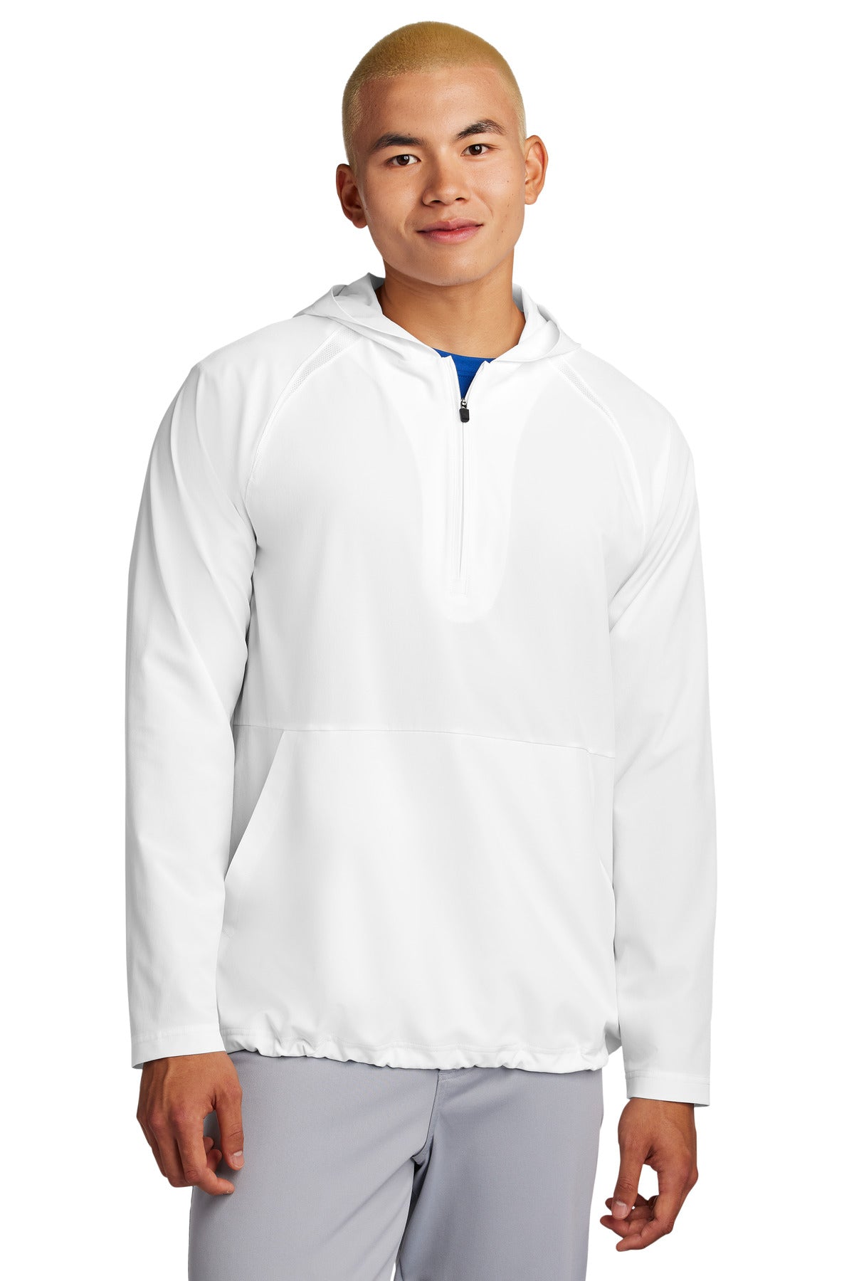 Sport-Tek Repeat 1/2-Zip Long Sleeve Hooded Jacket JST488 - White