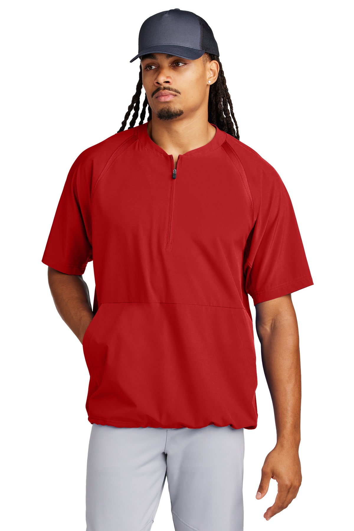 Sport-Tek Repeat 1/2-Zip Short Sleeve Jacket JST489 - Deep Red