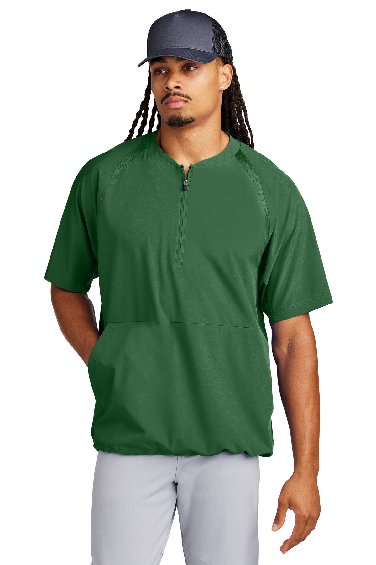 Sport-Tek Repeat 1/2-Zip Short Sleeve Jacket JST489 - Forest Green