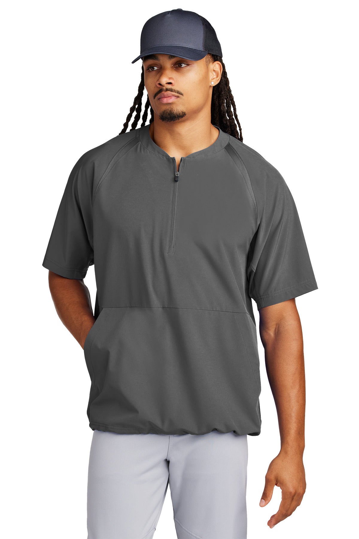 Sport-Tek Repeat 1/2-Zip Short Sleeve Jacket JST489 - Iron Grey