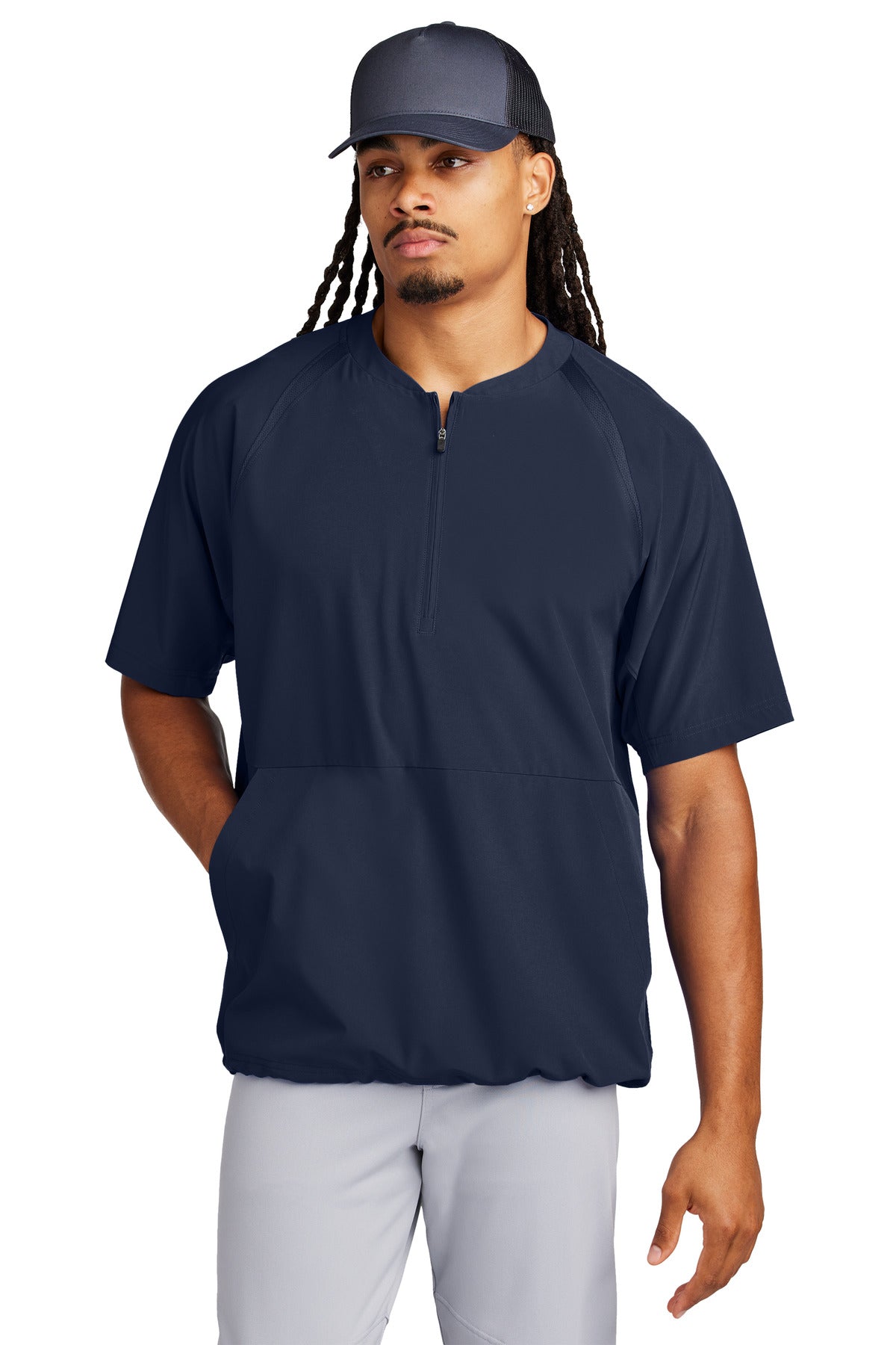 Sport-Tek Repeat 1/2-Zip Short Sleeve Jacket JST489 - True Navy
