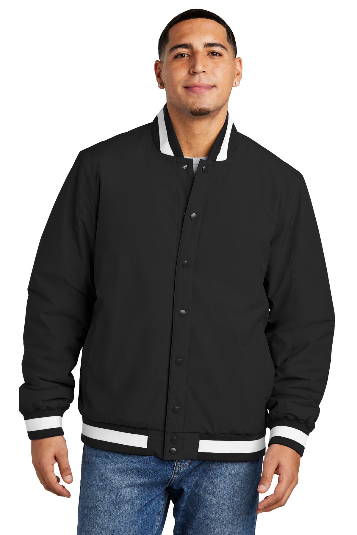 Sport-Tek Insulated Varsity Jacket JST58 - Black
