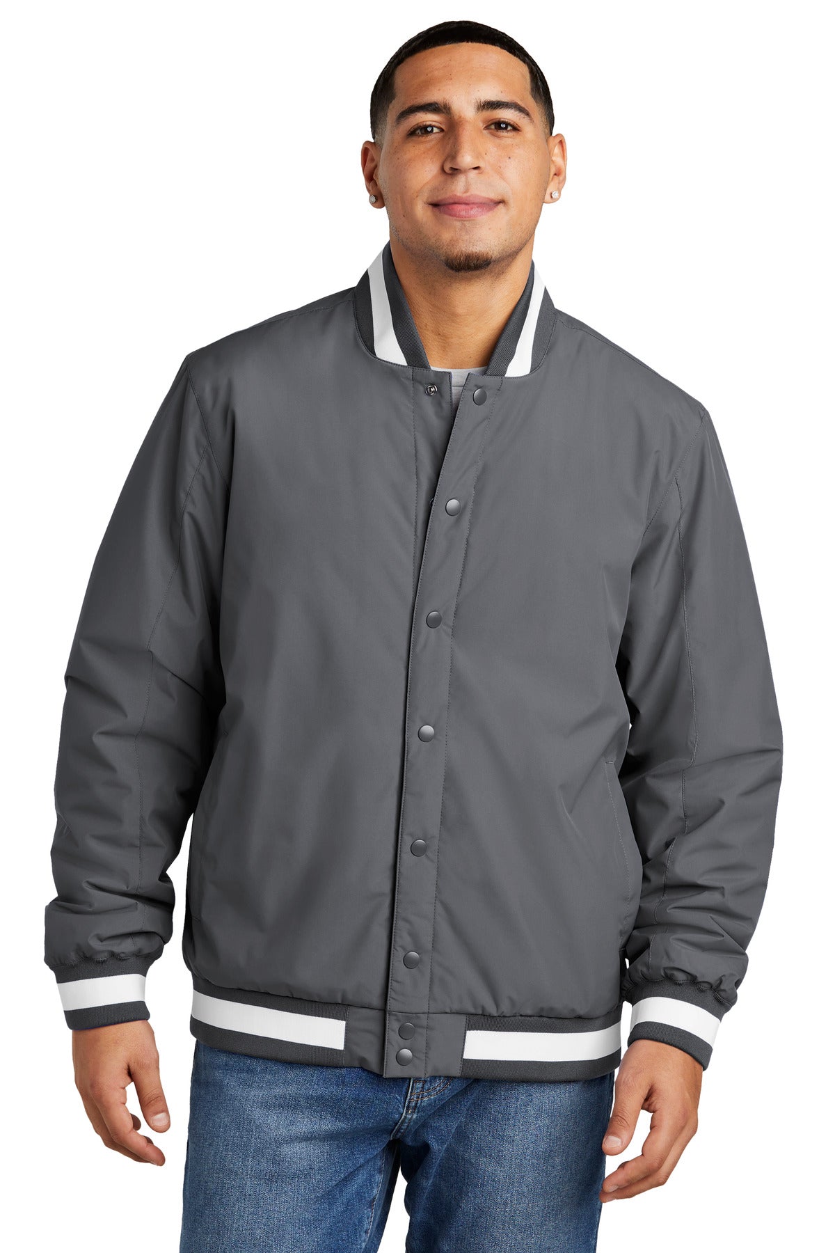 Sport-Tek Insulated Varsity Jacket JST58 - Graphite
