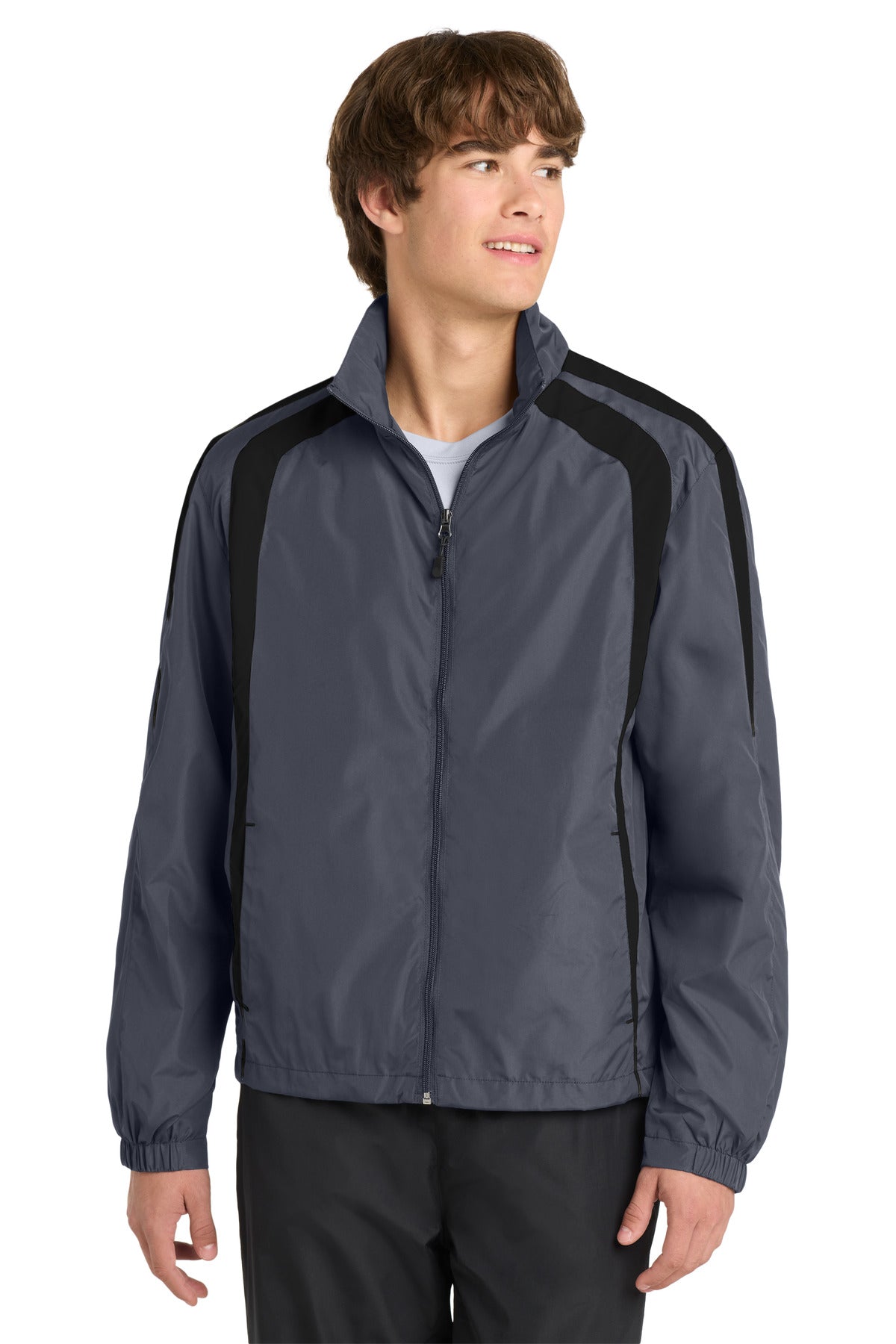 Sport-Tek Colorblock Raglan Jacket. JST60 - Graphite/ Black