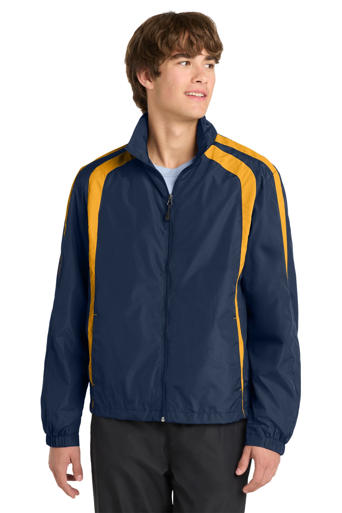 Sport-Tek Colorblock Raglan Jacket. JST60 - True Navy/ Gold