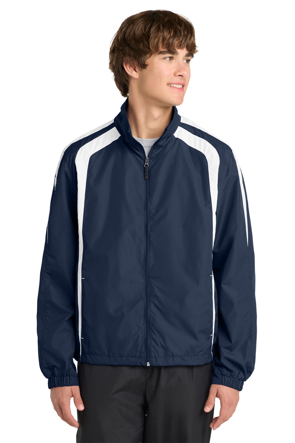 Sport-Tek Colorblock Raglan Jacket. JST60 - True Navy/ White