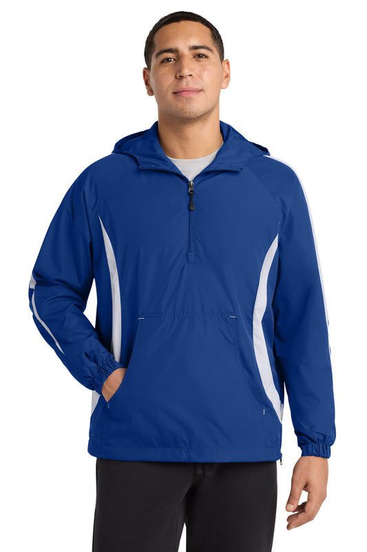 Sport-Tek Colorblock Raglan Anorak. JST63 - True Royal/ White