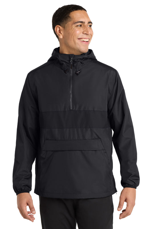 Sport-Tek Zipped Pocket Anorak. JST65 - Black/ Black