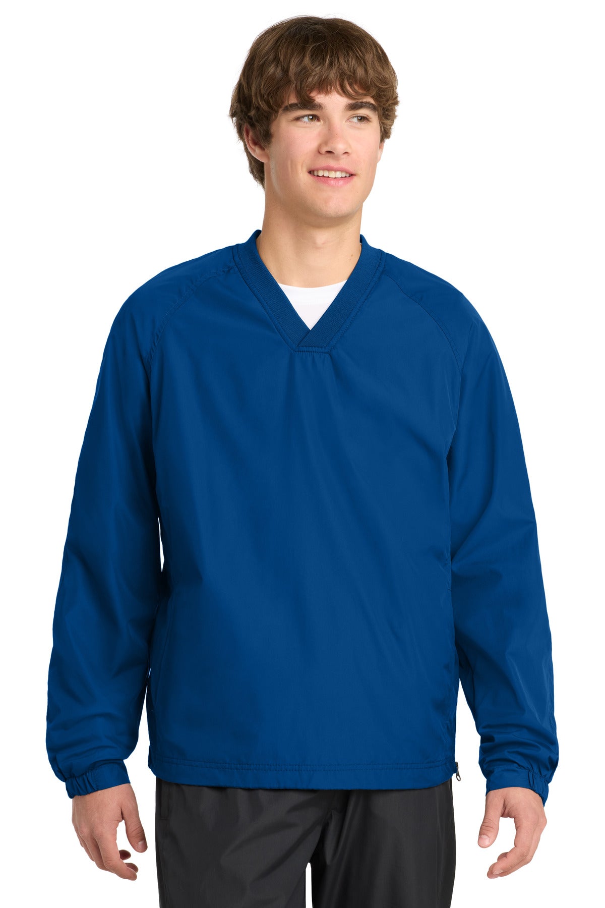 Sport-Tek V-Neck Raglan Wind Shirt. JST72 - True Royal