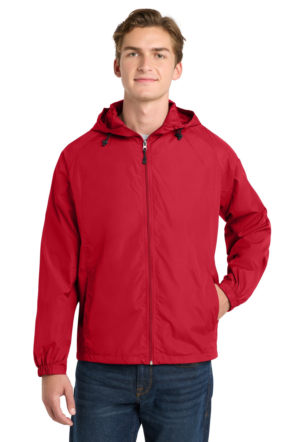 Sport-Tek Hooded Raglan Jacket. JST73 - True Red