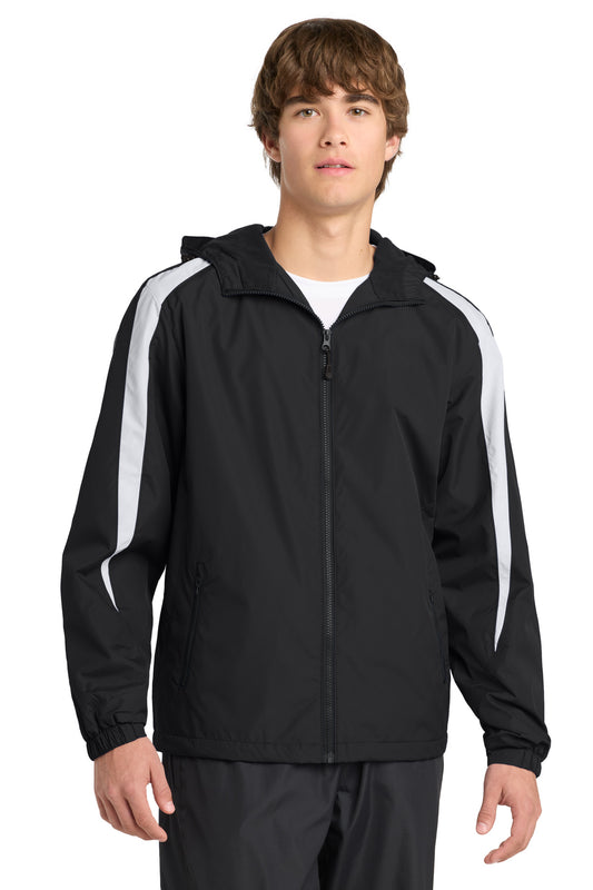 Sport-Tek Fleece-Lined Colorblock Jacket. JST81 - Black/ White