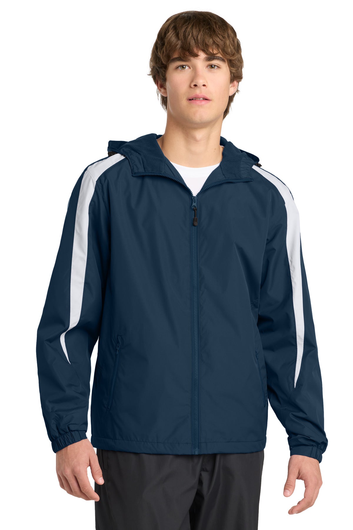 Sport-Tek Fleece-Lined Colorblock Jacket. JST81 - True Navy/ White