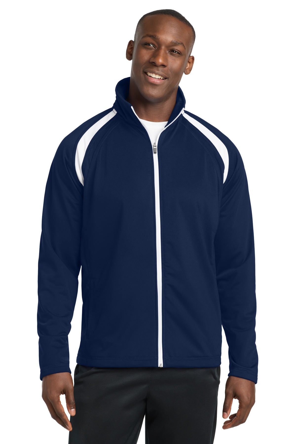 Sport-Tek Tricot Track Jacket. JST90 - True Navy/ White