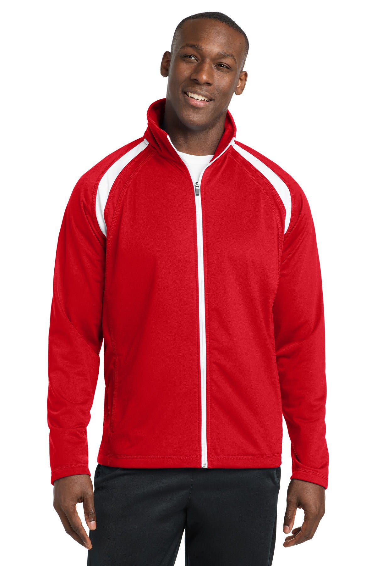 Sport-Tek Tricot Track Jacket. JST90 - True Red/ White