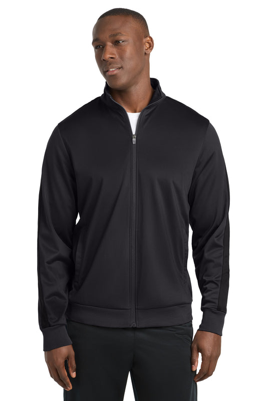 Sport-Tek  Tricot Sleeve Stripe Track Jacket. JST94 - Black/ Black