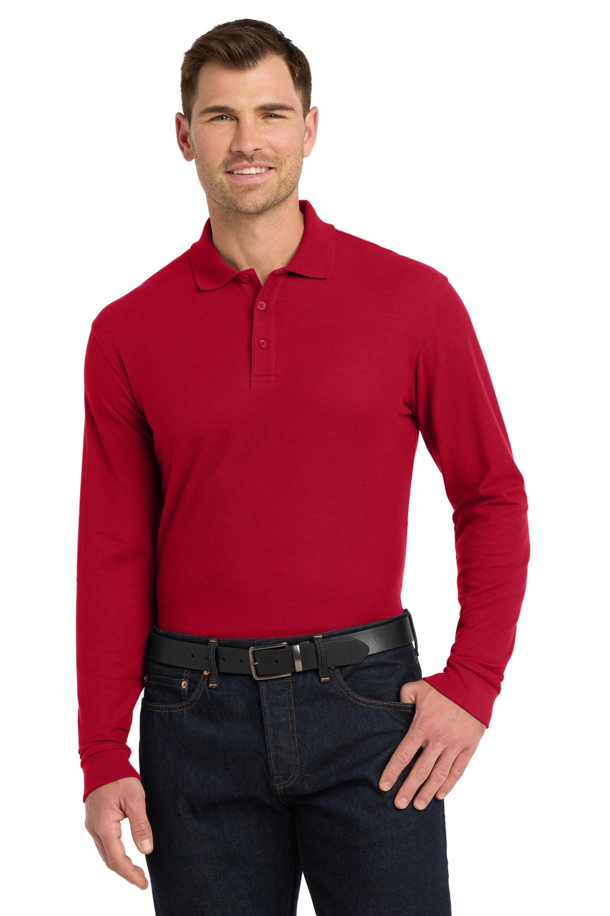 Port Authority Long Sleeve Core Classic Pique Polo. K100LS - Rich Red