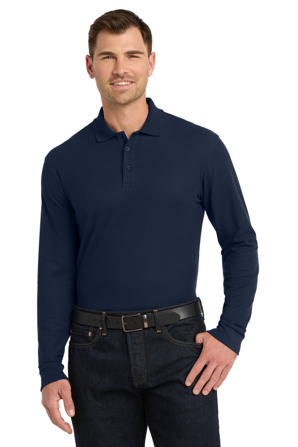 Port Authority Long Sleeve Core Classic Pique Polo. K100LS - River Blue Navy