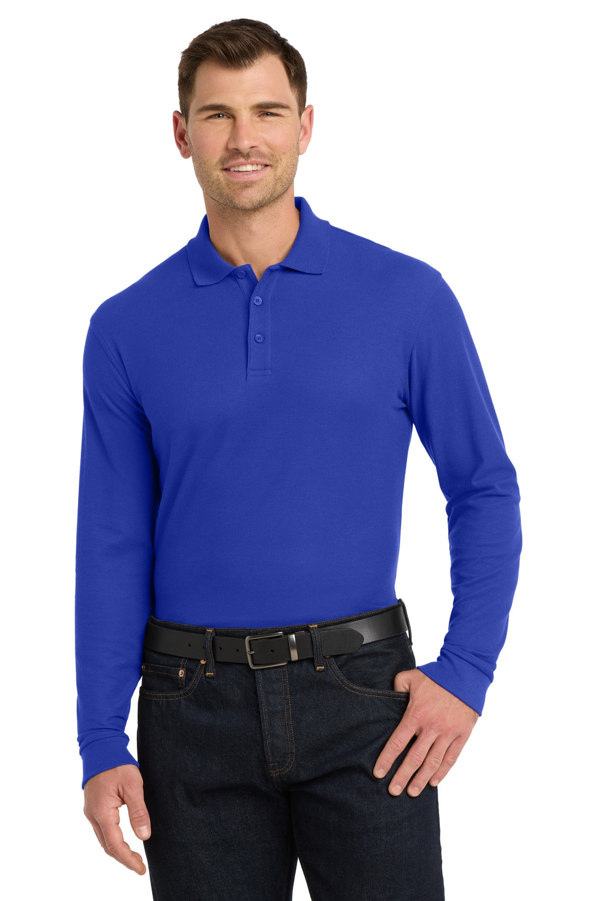 Port Authority Long Sleeve Core Classic Pique Polo. K100LS - True Royal