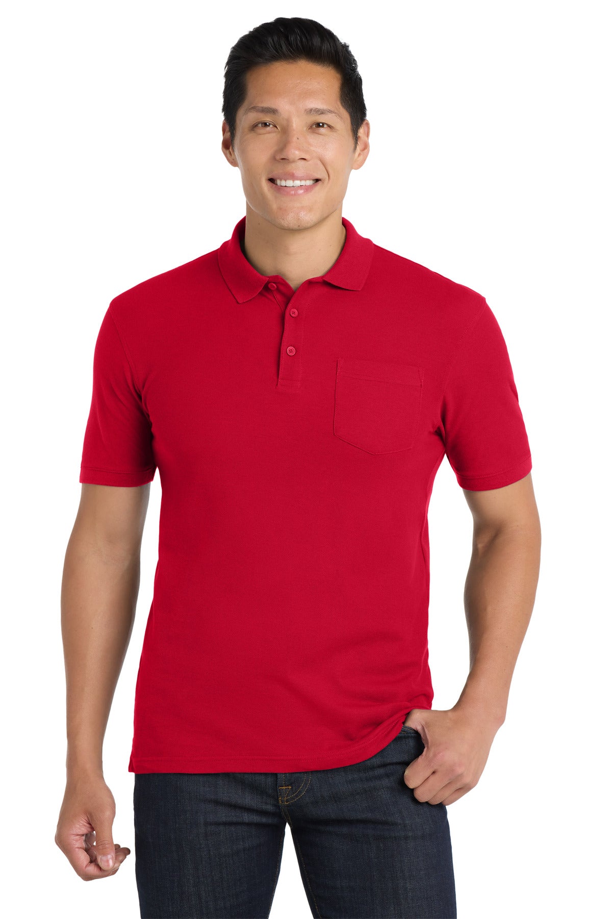 Port Authority Core Classic Pique Pocket Polo. K100P - Rich Red