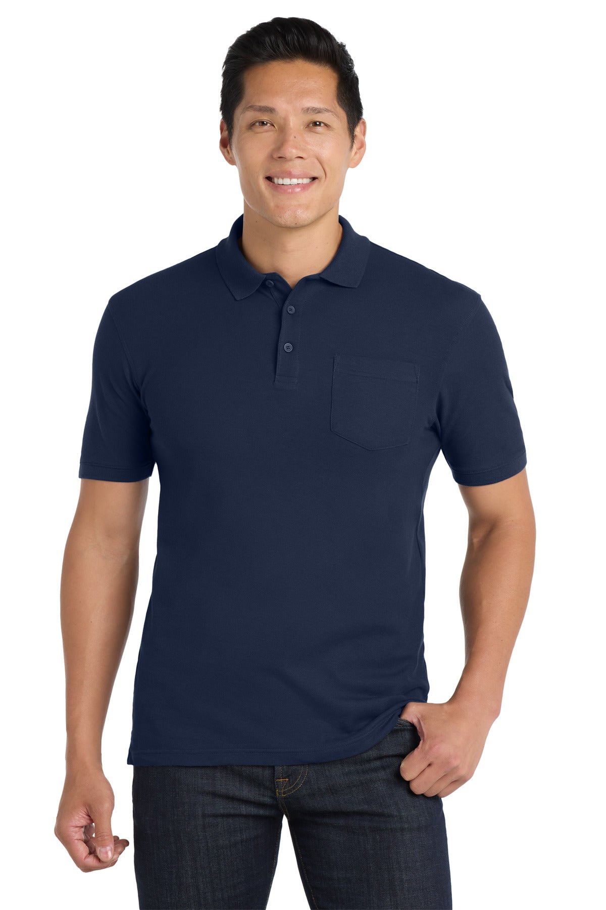 Port Authority Core Classic Pique Pocket Polo. K100P - River Blue Navy